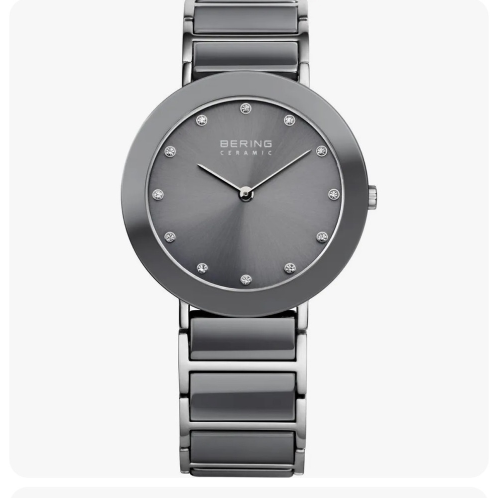 Bering ladies Grey Slim Ceramic Watch- EUC